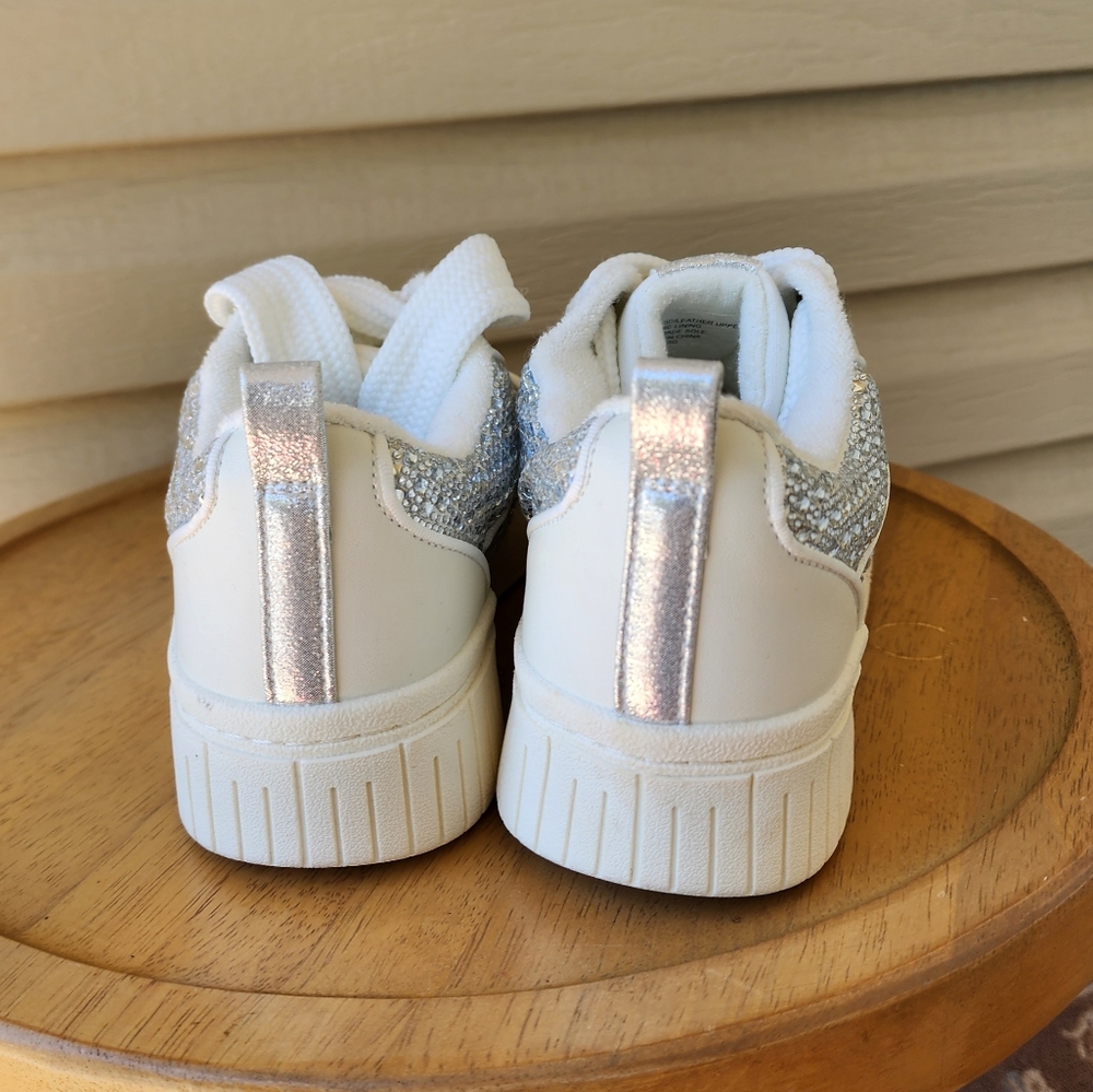 Gianni Bini White and Silver Glitter Platform Sneakers - Picture 4 of 10